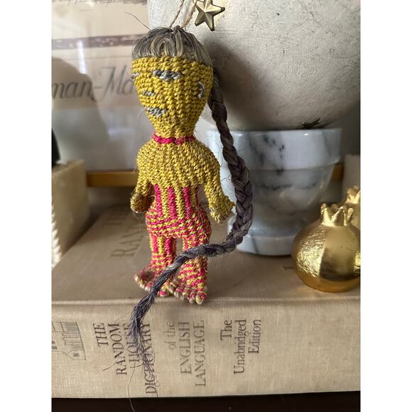 Sisal Primitive tribal doll handmade jute girl natural mini ethnic African 7” - Picture 14 of 15